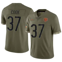 Men's Alex Cook Chicago Bears No.37 Limited 2022 Salute To Service Jersey - Olive