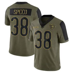 Men's Ameer Speed Chicago Bears No.38 Limited 2021 Salute To Service Jersey - Olive