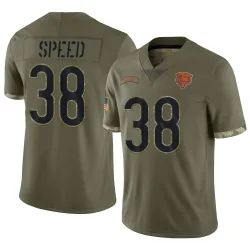 Men's Ameer Speed Chicago Bears No.38 Limited 2022 Salute To Service Jersey - Olive