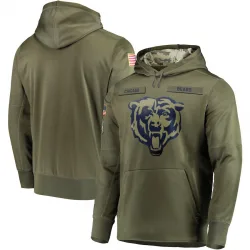 Men's Chicago Bears No. 2018 Salute to Service Sideline Therma Performance Pullover Hoodie - Olive