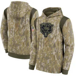 Men's Chicago Bears No. 2021 Salute to Service Therma Performance Pullover Hoodie - Camo