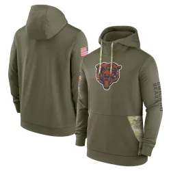 Men's Chicago Bears No. 2022 Salute to Service Therma Performance Pullover Hoodie - Olive