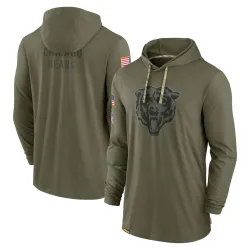 Men's Chicago Bears No. 2022 Salute to Service Tonal Pullover Hoodie - Olive
