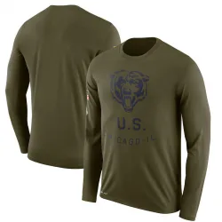 Men's Chicago Bears No. Legend 2018 Salute to Service Sideline Performance Long Sleeve T-Shirt - Olive