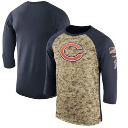 Men's Chicago Bears No. Legend Salute to Service 2017 Sideline Performance Three-Quarter Sleeve T-Shirt - Camo/Navy