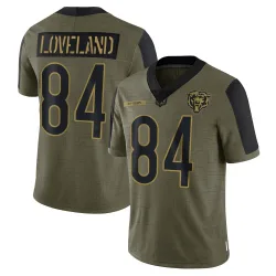 Men's Colston Loveland Chicago Bears No.84 Limited 2021 Salute To Service Jersey - Olive