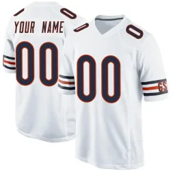Men's Custom Chicago Bears No.00 Game Jersey - White