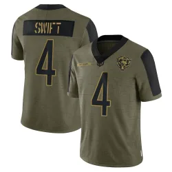 Men's D'Andre Swift Chicago Bears No.4 Limited 2021 Salute To Service Jersey - Olive