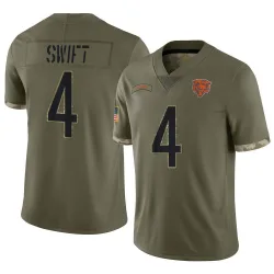 Men's D'Andre Swift Chicago Bears No.4 Limited 2022 Salute To Service Jersey - Olive