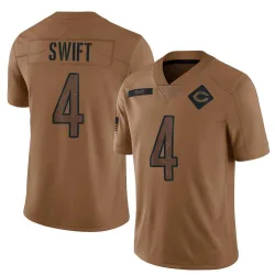 Men's D'Andre Swift Chicago Bears No.4 Limited 2023 Salute To Service Jersey - Brown