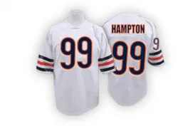 Men's Dan Hampton Chicago Bears No.99 Authentic Mitchell And Ness Big Number With Bear Patch Throwback Jersey - White