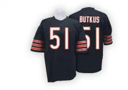 Men's Dick Butkus Chicago Bears No.51 Authentic Mitchell And Ness Team Color Big Number With Bear Patch Throwback Jersey - Blue