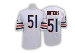 Men's Dick Butkus Chicago Bears No.51 Authentic Mitchell And Ness Throwback Jersey - White