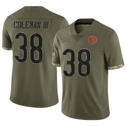 Men's Douglas Coleman III Chicago Bears No.38 Limited 2022 Salute To Service Jersey - Olive