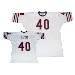 Men's Gale Sayers Chicago Bears No.40 Authentic Mitchell And Ness Big Number With Bear Patch Throwback Jersey - White
