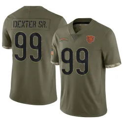 Men's Gervon Dexter Sr. Chicago Bears No.99 Limited 2022 Salute To Service Jersey - Olive
