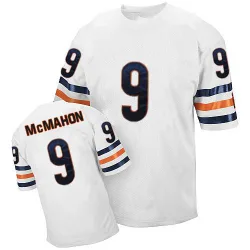 Men's Jim McMahon Chicago Bears No.9 Authentic Mitchell And Ness Small Number Throwback Jersey - White