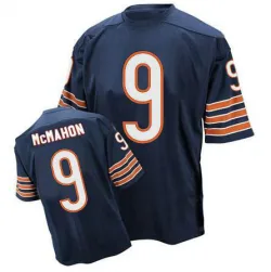 Men's Jim McMahon Chicago Bears No.9 Authentic Mitchell And Ness Team Color Throwback Jersey - Blue