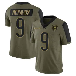 Men's Jim McMahon Chicago Bears No.9 Limited 2021 Salute To Service Jersey - Olive