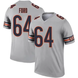 Men's Jonathan Ford Chicago Bears No.64 Legend Inverted Silver Jersey