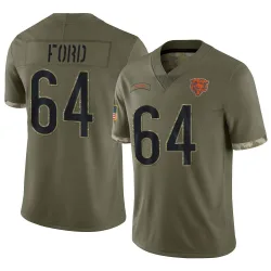 Men's Jonathan Ford Chicago Bears No.64 Limited 2022 Salute To Service Jersey - Olive