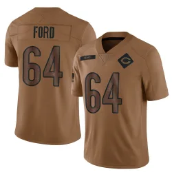 Men's Jonathan Ford Chicago Bears No.64 Limited 2023 Salute To Service Jersey - Brown