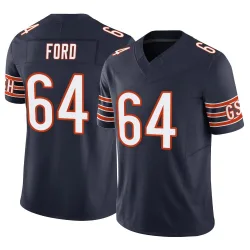 Men's Jonathan Ford Chicago Bears No.64 Limited Vapor F.U.S.E. Jersey - Navy