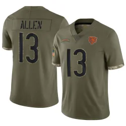 Men's Keenan Allen Chicago Bears No.13 Limited 2022 Salute To Service Jersey - Olive