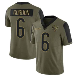 Men's Kyler Gordon Chicago Bears No.6 Limited 2021 Salute To Service Jersey - Olive