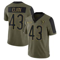 Men's Luke Elkin Chicago Bears No.43 Limited 2021 Salute To Service Jersey - Olive