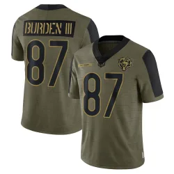 Men's Luther Burden III Chicago Bears No.87 Limited 2021 Salute To Service Jersey - Olive