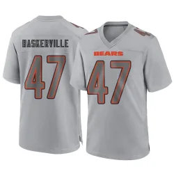 Men's Micah Baskerville Chicago Bears No.47 Game Atmosphere Fashion Jersey - Gray