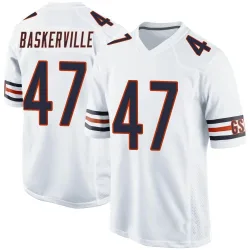 Men's Micah Baskerville Chicago Bears No.47 Game Jersey - White