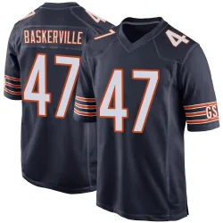 Men's Micah Baskerville Chicago Bears No.47 Game Team Color Jersey - Navy