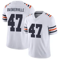 Men's Micah Baskerville Chicago Bears No.47 Limited Alternate Classic Vapor Jersey - White