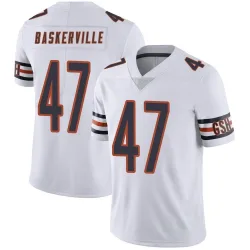 Men's Micah Baskerville Chicago Bears No.47 Limited Vapor Untouchable Jersey - White