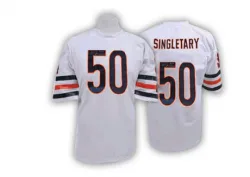Men's Mike Singletary Chicago Bears No.50 Authentic Mitchell And Ness Big Number With Bear Patch Throwback Jersey - White