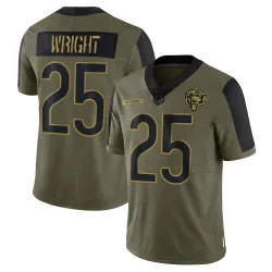 Men's Nahshon Wright Chicago Bears No.25 Limited 2021 Salute To Service Jersey - Olive