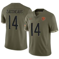 Men's Olamide Zaccheaus Chicago Bears No.14 Limited 2022 Salute To Service Jersey - Olive