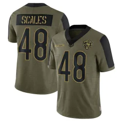 Men's Patrick Scales Chicago Bears No.48 Limited 2021 Salute To Service Jersey - Olive