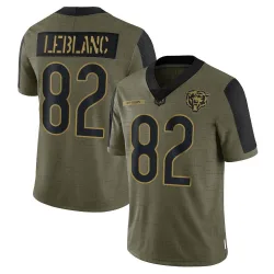 Men's Peter LeBlanc Chicago Bears No.82 Limited 2021 Salute To Service Jersey - Olive