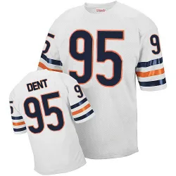 Men's Richard Dent Chicago Bears No.95 Authentic Mitchell And Ness Throwback Jersey - White