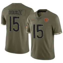 Men's Rome Odunze Chicago Bears No.15 Limited 2022 Salute To Service Jersey - Olive