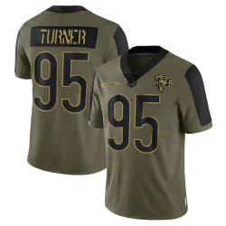Men's Shemar Turner Chicago Bears No.95 Limited 2021 Salute To Service Jersey - Olive