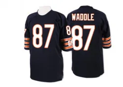 Men's Tom Waddle Chicago Bears No.87 Authentic Mitchell And Ness Team Color Throwback Jersey - Blue
