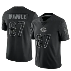 Men's Tom Waddle Chicago Bears No.87 Limited Reflective Jersey - Black