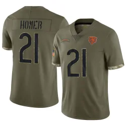 Men's Travis Homer Chicago Bears No.21 Limited 2022 Salute To Service Jersey - Olive