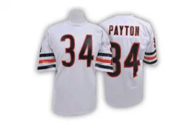 Men's Walter Payton Chicago Bears No.34 Authentic Mitchell And Ness Big Number With Bear Patch Throwback Jersey - White