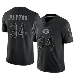 Men's Walter Payton Chicago Bears No.34 Limited Reflective Jersey - Black