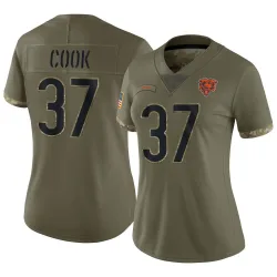 Women's Alex Cook Chicago Bears No.37 Limited 2022 Salute To Service Jersey - Olive